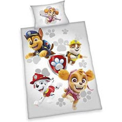 Organiskās gultas veļas komplekts Herding Paw Patrol, GOTS sertificēts, apgriežams motīvs, spilvendrāna 40 x 60 cm ar aploksnes aizdari, segas pārvalks 100 x 135 cm ar gludu rāvējslēdzēju, kokvilna/pastiprinājums