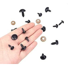 135 Pcs/1 Box Black Solid Plastic Safety Eyes and Noses with Washers Craft Crochet Eyes and Noses for Crafts Teddy Bear Making 6mm/8mm/9mm/10mm/12mm
