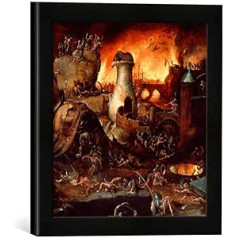 Ierāmēts attēls Hieronymus Bosch The Hell Art Print augstas kvalitātes rokām darinātā attēlu rāmī 30 x 30 cm matēts melns