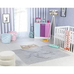 Surya Cat vaikiškas kilimėlis - Animacinių filmų kilimėlis Vaikų kambario arba kūdikių kambario kilimėlis ropojantis kilimėlis arba žaidimų kilimėlis - kūdikio kilimėlis berniukams ir mergaitėms, kreminis, smėlio spalvos, pilkas, 120 x 17