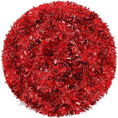 Fovths 100 m Ziemassvētku vizulis Garland Chunky Fine Christmas Decoration tinsel Biezi piekaramie rotājumi Ziemassvētku ballītēm iekštelpu un āra dekoriem (sarkans)