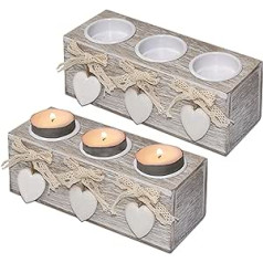 TTdayup Valentines Christmas Decorative Candle Holder, Set of 2, Heart Decoration Candle Holder, Unique Gift for Wife Wife Girlfriend & Romantic Candles, 3 Triple Tea Light Holders Decor for Table Home