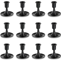 Romadedi Candle Holder Taper Candles Black Small - Set of 12 Candle Holders Metal Vintage Morden Decoration for Advent Wreath Halloween Living Room Christmas Wedding Table Decoration