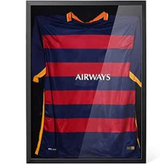 Avalo Object Frame - Framing Football Jersey - 3D Box Frame - 60 x 80 cm - Black - Deep Frame - Jersey Frame in Picture Frame