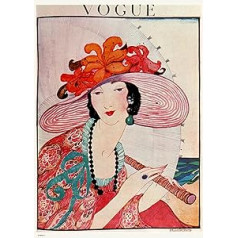 Vintage Vogue Helen Dryden Hat plakāta mākslas druka