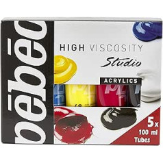 Pébéo Studio Acrylics, acryl, schwarz/gelb, 100 ml (5er Pack), 100