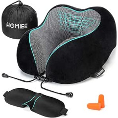 HOMIEE ceļojumu kakla spilvens, ortopēdiskais kakla spilvens, miega putu audums, ergonomisks kakla atbalsta spilvens optimālam komfortam, pateicoties labākajai Memory Foam tehnoloģijai