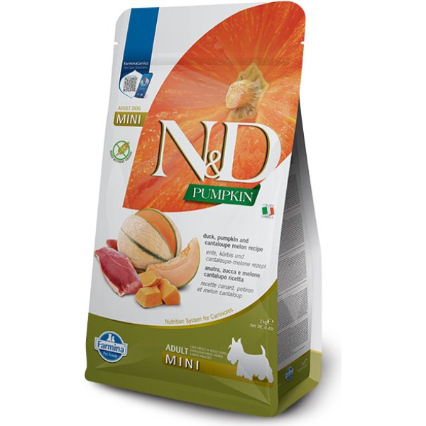 n&d pumpkin dog duck cantaloupe adult mini - sausā barība suņiem - 2 kg