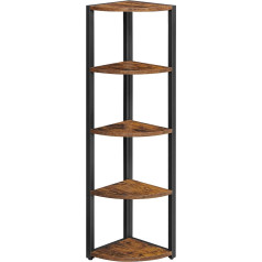 Vasagle 5 līmeņu stūra plauktu iekārta Daudzfunkcionālais plaukts Augu turētājs Dzīvojamā istaba Guļamistaba Birojs Industriālais stils Rustic Brown and Black LLS801B01