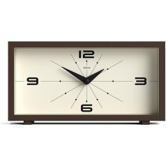 JONES CLOCKS® 'Odeon' galda pulkstenis - moderns taisnstūra formas pulkstenis brūnā krāsā Stilīgs retro izskats plauktam, galdam, mantijai vai naktsgaldiņam