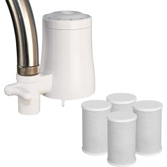 Tappwater EcoPro krāna ūdens filtrs, 5 pakāpju ūdens filtrēšanas sistēma, filtrē vairāk nekā 100 vielas, tostarp hloru, kaļķakmeni un sliktu garšu (4 uzpildes komplektā)