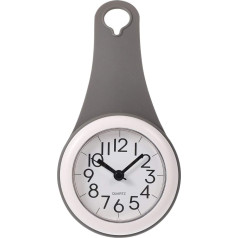 BESPORTBLE Vannas istabas sienas pulkstenis Waterproof Rollable Quiet Quartz Pendant Clock Mute Wall Clock for Hanging Robe Towel Key Grey