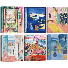 BINCUE Pack of 6 Henri Matisse Wall Art Prints, estētiski plakāti, ierāmēta audekla sienu māksla guļamistabai, krāsaini vintage abstraktie sienas attēli viesistabai, Matisa sienas plakāts, 20 x 25 cm