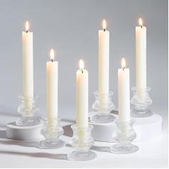 Romadedi Stikla sveču turētājs Taper Candles - 10 mazu caurspīdīgu taper sveču turētāju komplekts svecēm Kāzu galda apdare Mūsdienīga Ziemassvētku apdare Adventes vainags Dzīvojamā istaba Svētku svinības