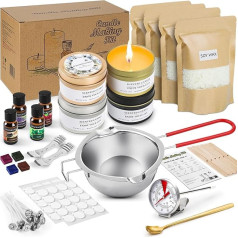 Popolic Candle Making Kit, DIY Candles, Make Your Own Set, Suitable for Beginners, Soy Wax Candle Kit, Candle Art, Includes Wicks, DIY Stickers, Finger Guard Covers, Comes with Gift Box