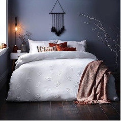 The Linen Yard Der Leinenhof Ghost Tufted Single Duvet Cover Set, kokvilna, balts