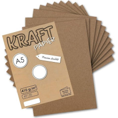 100x retro kraftpapīrs DIN A5 410 g/m², dabiski brūns, otrreizēji pārstrādāts papīrs, amatniecības kartons, mākslinieku kartons, mākslinieku kartons - UmWelt by GUSTAV NEUSER