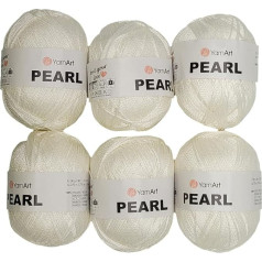 YarnArt Pearl 6 x 90 g viskozes dzija adīšanai un tamborēšanai, 100% viskoze, tamborēšanas dzija (Cream White 106)