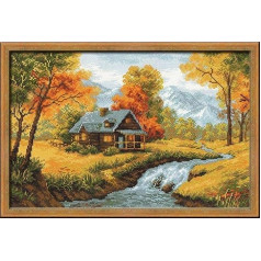 Riolis Embroidery Pack Cottage in the Forest 1079, counted cross stitch, Autumn View (14 Count)