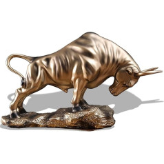 Vērsis Skulptūra, Zelta Feng Shui Bull Statue Izgatavots no sveķiem, Bull Skulptūra Ox Figure, Laime Karjeras un bagātības ķīniešu suvenīri, dāvanas Mājas biroja galda apdare TV skapītim