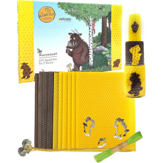 The Gruffalo bišu vaska sveces pagatavo pats, 5-7 gabali - DIY sveču amatniecības komplekts - sveču amatniecība ar bišu vaska plāksnītēm no Vācijas + daktis, dekoratīvā lentīte un cepumu griezēji