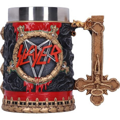 Nemesis Tagad Slayer Reign in Blood Tankard, sveķu kauss, melns/sarkans, oficiāli licencēta Slayer grupas atribūtika, noņemams nerūsējošā tērauda ieliktnis, atliets no vislabākās sveķu masas, speciāli apgleznots ar rokām