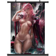 KARMA-X Большой 60 x 90 см Darling in Franxx Kakemono Scroll Picture Anime Manga Fabric Poster Wall Scroll Poster Wall Decoration Gift Zero Two H