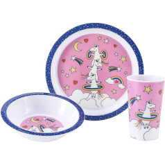 3 Piece Colorful Dinnerware Set Plate, Bowl and Cup Tableware Set for Kids BPA Free