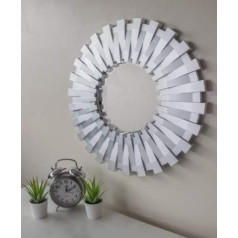 HomeZone Liels moderns sienas spogulis 50 cm apaļš sudraba Sunburst dekoratīvs sienas dekoratīvs piekaramais vannas istaba guļamistaba dzīvojamā istaba gaitenis priekšnams mūsdienu mājas dekori