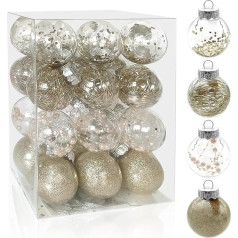 Lets Joy Pack of 24 Christmas Baubles, Ziemassvētku eglīšu rotājumi, 6 cm Ziemassvētku eglīšu rotājumi, Ziemassvētku dekori, Ziemassvētku dekori, Ziemassvētku eglīšu rotājumi, eglīšu rotājumi, svētku rotājumi