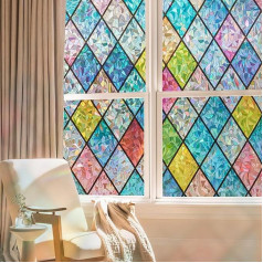 Beautysaid Rainbow Window Film Logu plēve: Vitrāžas logu plēve bez līmes Matēta logu plēve Statiskā līmes plēve (daudzkrāsaina, 60x200cm)