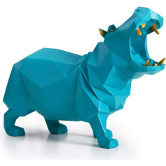 Amoy-Art Hippo skulptūra Māksla Hippo figūras Modern Decor Statue Dzīvnieku dāvana Polyresin Living Room Art Blue 18 cm