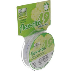 Beadsmith Flex-rite 49 Pludmales pērļošanas stieple - .014 collas / 30 pēdas (.018 collas, metālisks satīna zelts)