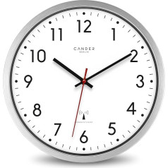 ONETIME MNU 3300 White Radio Controlled Wall Clock Aluminium ar praktiski bezskanīgu Sweep pulksteni 12 collas / 30,5 CM diametrā)