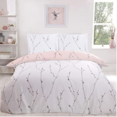 Sleepdown Willow Floral Pattern Ļoti mīksts, viegli kopjams, hipoalerģisks, apdrukāts, balts, atgriezenisks 155cm x 220cm + 2 spilvendrānas 80cm x 80cm Blush Pink 5056242760856