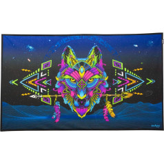 PSYWORK Black Light Auduma Plakāts Neon Sentymo Wolf 0,5 x 0,82 m UV-Active Fluorescent Wall Hanging Auduma Banner Plakāts Sienas Māksla Print Dekoratīvie Picture Dekorēšanas Gobelēns