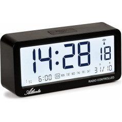 Atlanta Bezvadu modinātājs Digitālais modinātājs LCD Snooze Light Silent No Ticking 3 trauksmes signāli Melns - 1879-7