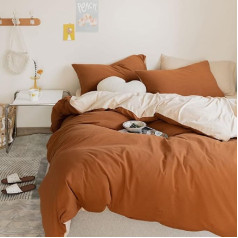 Lanqinglv Divguļamās gultas segas pārvalku komplekts Caramel Pumpkin Apricot Reversible Microfibre sega 200 x 200 cm ar rāvējslēdzēju un 2 spilvendrānas 50 x 75 cm