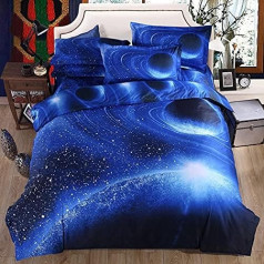 WONGS BEDDING Gultas veļa 135 x 200 cm Galaktikas gultas veļa 2 gabalu zēnu gultas veļa Mikrošķiedras gultas veļa Universe Reversible Motif gultas veļa Reversible Segas pārvalks ar rāvējslēdzēju un spilvendrānu 50 x 75 cm