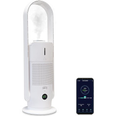 djive ARC gaisa mitrinātājs 3-in-1, gaisa attīrītājs, bezgriežu ventilators un gaisa mitrinātājs, HEPA 14 filtrs, UV-C, App Control, Alexa, Google Home, bērniem drošs, istabas mitrinātājs guļamistabai, tīrs, balts