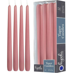 Hyoola Taper Candles - 30 cm Dusky Pink Drip Free Table Candles - свечи длительного горения 10 часов - упаковка из 12 штук