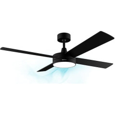 Cecotec EnergySilence Aero 5200 Line griestu ventilators ar tālvadības pulti, taimeri un LED apgaismojumu, 60 W, vara motors, 132 cm, 4 lāpstiņas, 3 ātrumi, ziemas funkcija (melns)