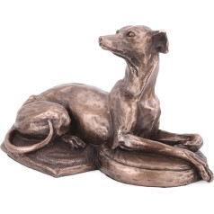 Fiesta Studios Harriet Glen's Whippet Lying Dog Auksti lietās bronzas skulptūra Mājas rotājums vai dāvanu ideja 8,5 cm