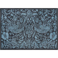 Turtle Mat Pure Strawberry Thief Blue, Morris & Co Collection - augstas absorbcijas iekštelpu aizsargpaklājiņš ar multi grip pamatni, 60 x 85 cm