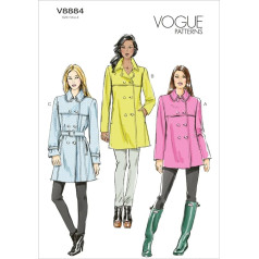 Vogue Patterns V8884 Izmērs E5 14-16-18-20-22 dāmu mēteļi un josta