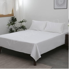 Plakanas loksnes izmērs Double 100% kokvilnas satīna 300 pavedienu skaits Plain White Soft Silky Breathable Natural 5 Star Hotel Quality