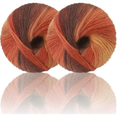 2 spolītes Rainbow Soft dzija, 100% vilna, gradientu daudzkrāsaina dzija tamborēšanai, adīšanai, kopējais garums 180m × 2.50g × 2) (3#)