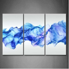 Mākslinieciskā abstraktā zilā krāsā, piemēram, viļņu sienu mākslas glezna Attēls izdrukāt uz audekla Abstract Artwork Pictures for Home Office Modern Decoration