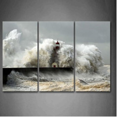 Pirmā sienu mākslas bāka Causeway viļņos Sienas glezna Attēla drukāšana uz audekla Seascape mākslas darbi Pictures for Living Room Home Office Modern Decoration