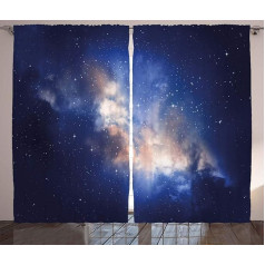 ABAKUHAUS Galaxy Rustic aizkars, milzīgs atvērums, guļamistabas aizkars ar cilpām un āķiem, 280 x 175 cm, pusnakts zils